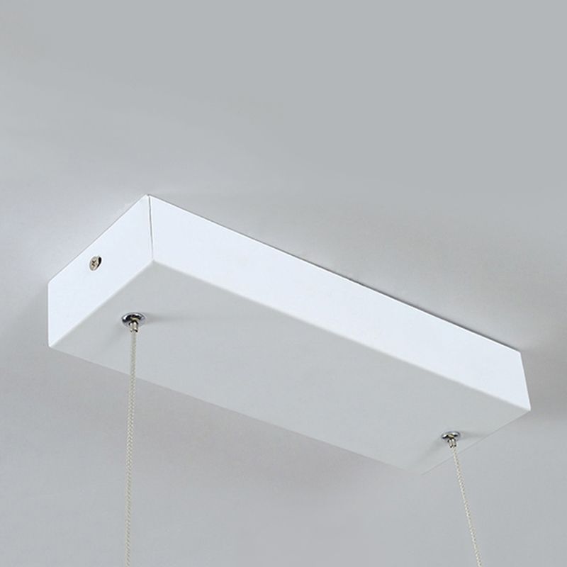 Acrylic White Linear LED Island Light in Modern Style Lacquered Iron Pendant Light for Dining Room