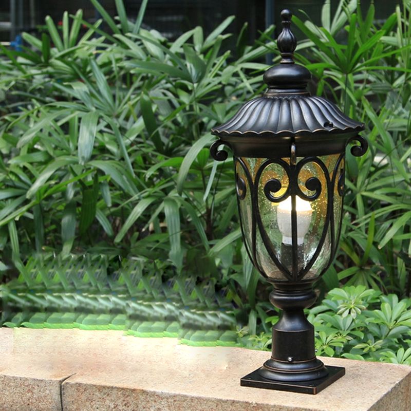 1-Light Black Pillar Lamp Waterproof Outdoor Light for Garden