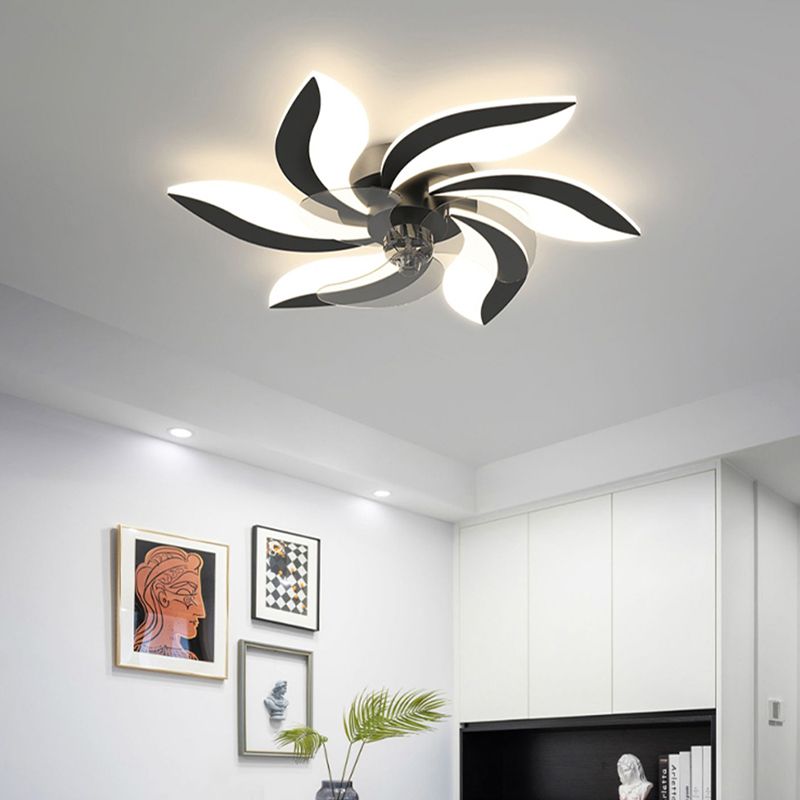 Flower Shape Metal Ceiling Fan Modern Style Multi Lights Ceiling Fan Lamp