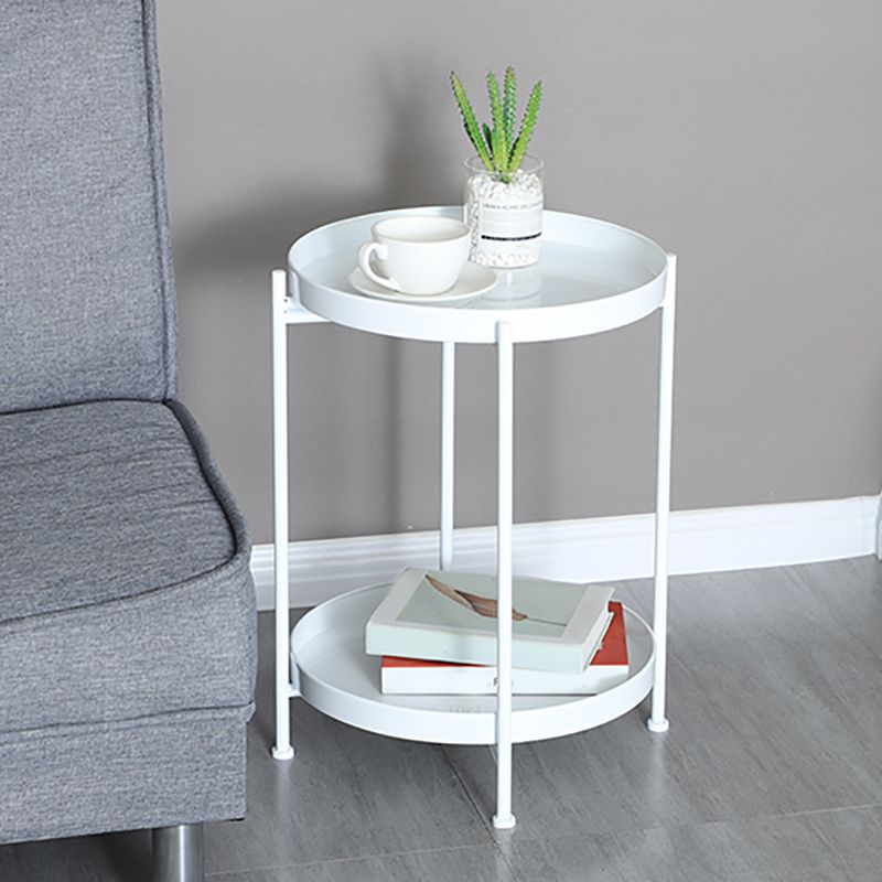 Modernistic Style Accent Side Table Round Metal Living Room Corner Table