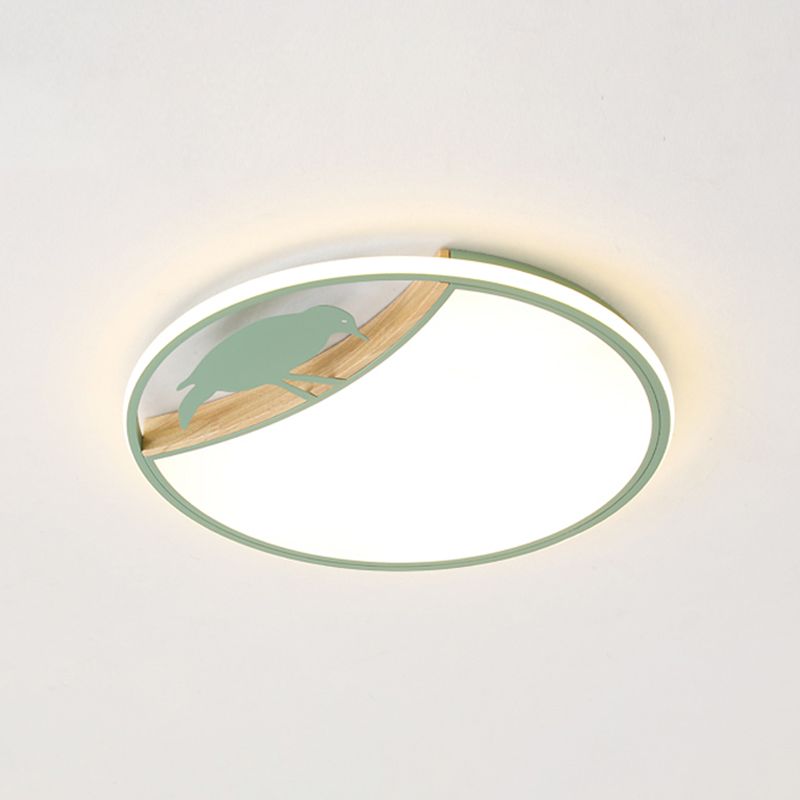 Wit/grijs/groene ronde spoeling licht armatuur Noordse LED Acryl -spoeling gemonteerde lamp met vogel deco