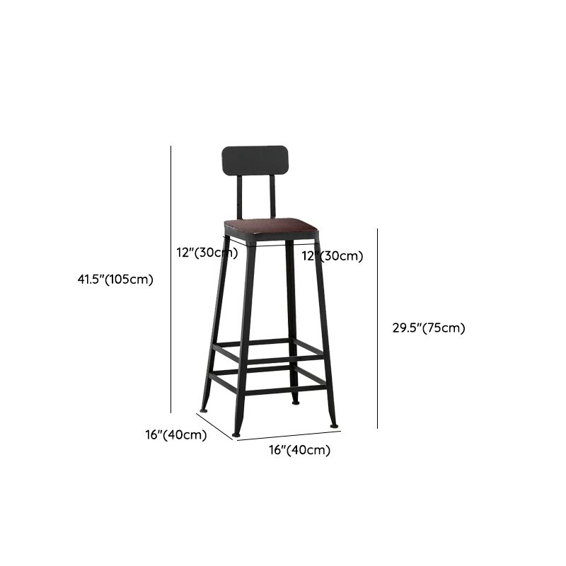 Contemporary Square Dining Stools Metal Bar Stools with Footrest
