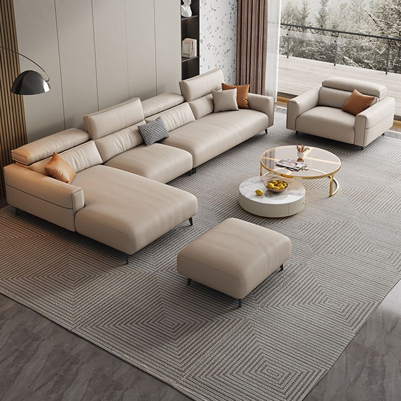 Contemporary Sectional Sofa Cushion Back Faux Leather Sectionals