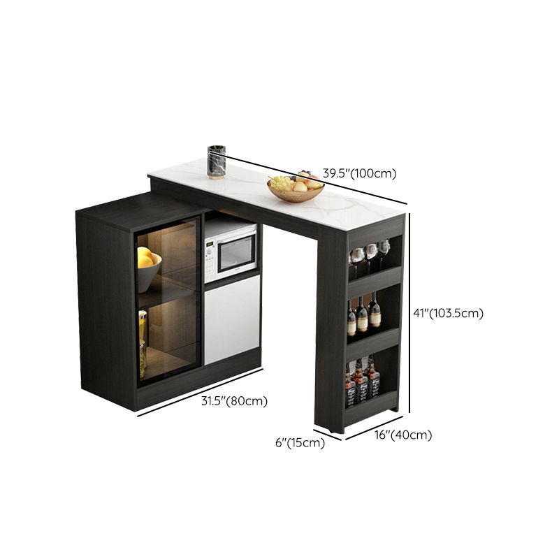 Modern Style Rectangle Bar Table Living Room Bistro Bar Desk with Storage