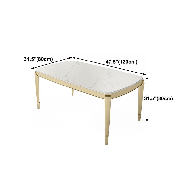 Traditional Luxury Dining Table Rectangle Sintered Stone 4 Legs Table with Wooden Base