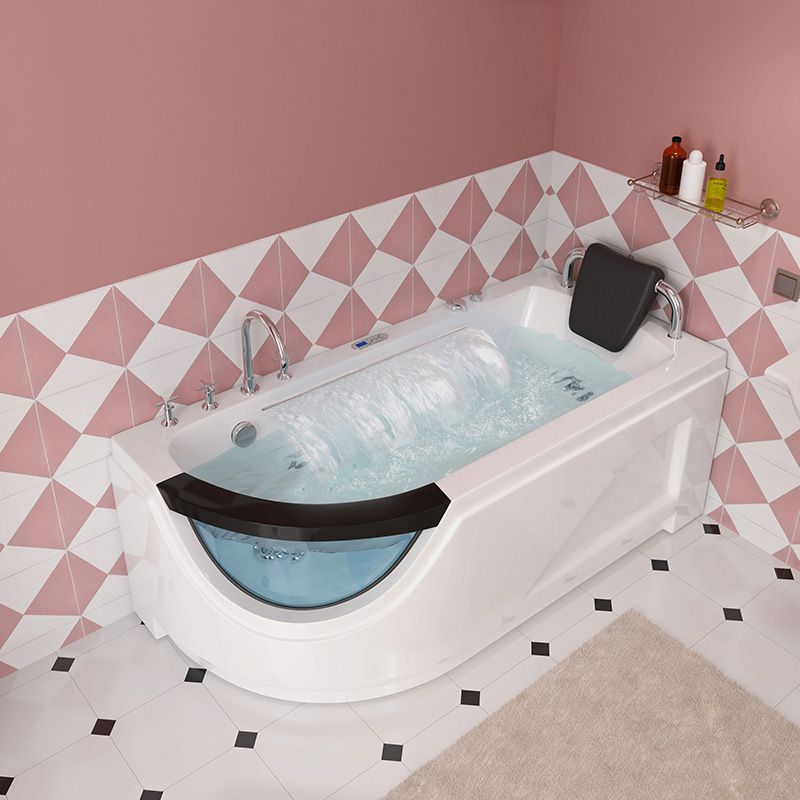 Left-Hand Drain Bathroom Tub Modern Free Form Back to Wall Bathtub