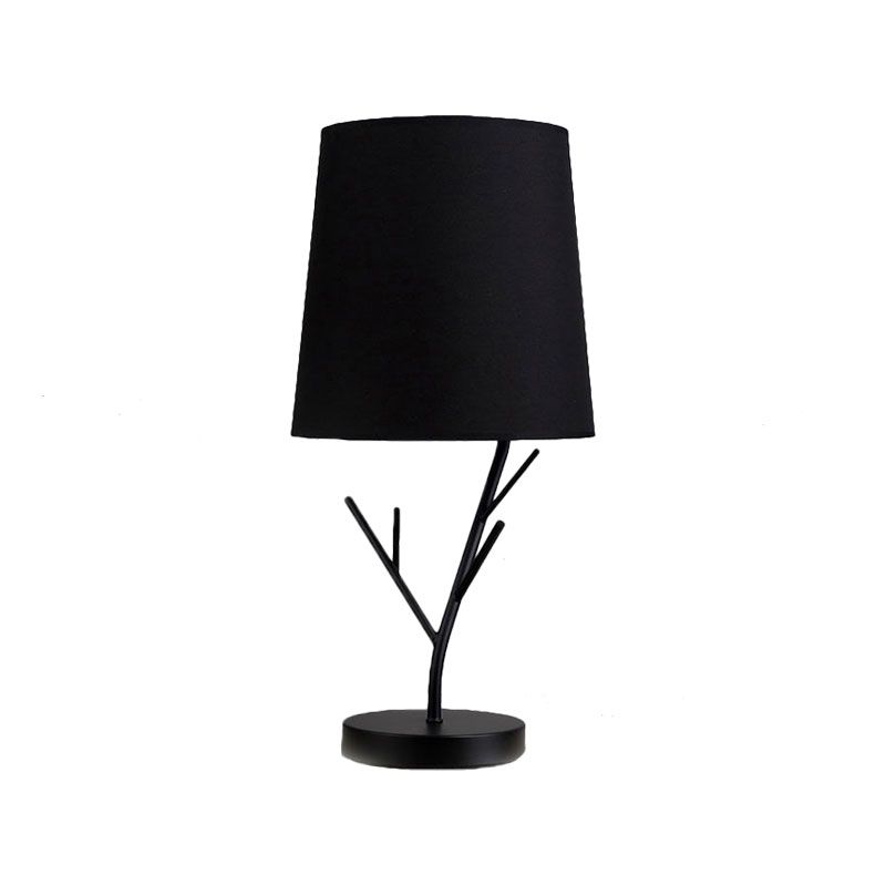 Compito conico contemporaneo Fabric di luce 1 Luce Luce Luce in bianco/nero con base di ramo