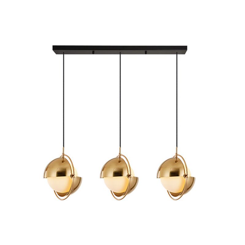 Eenvoudige 3 bollen multi -light hangers bolvormig verstelbare hanglichtset met melkachtige glazen schaduw