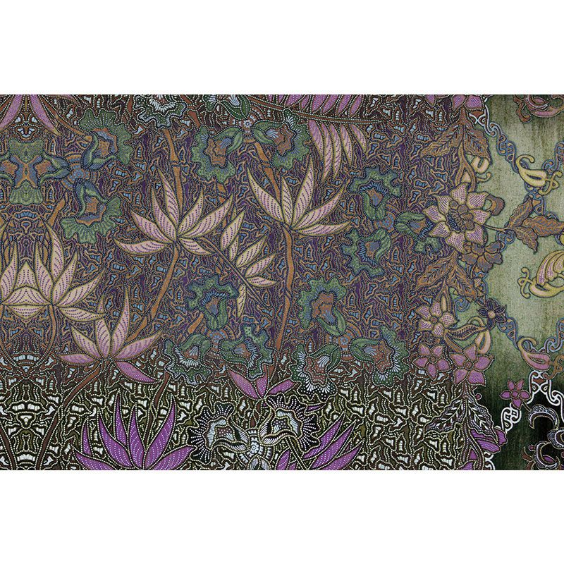 Countryside Plants and Trees Mural in Purple and Green Living Room Wall Art, Custom-Printed