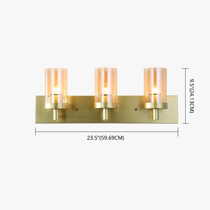 Vintage Style Vanity Mirror Lights 3 Lights Wall Mounted Mirror Front Lamp in Glass Shade