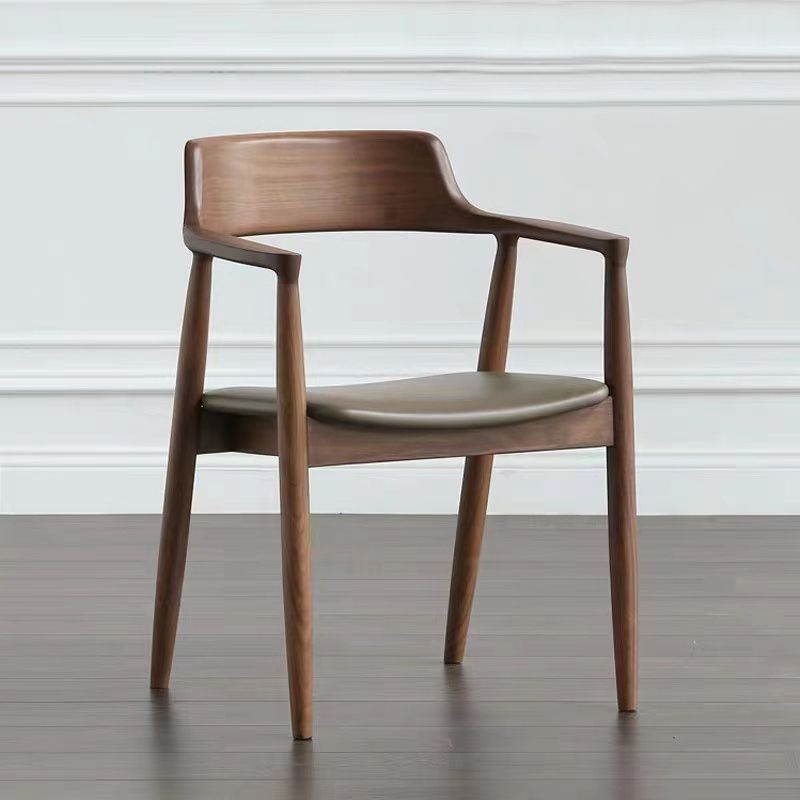 Chaise contemporaine avec accoudoirs ouverts en frêne, chaise de salle à manger rembourrée en noyer (Ensemble de 2)