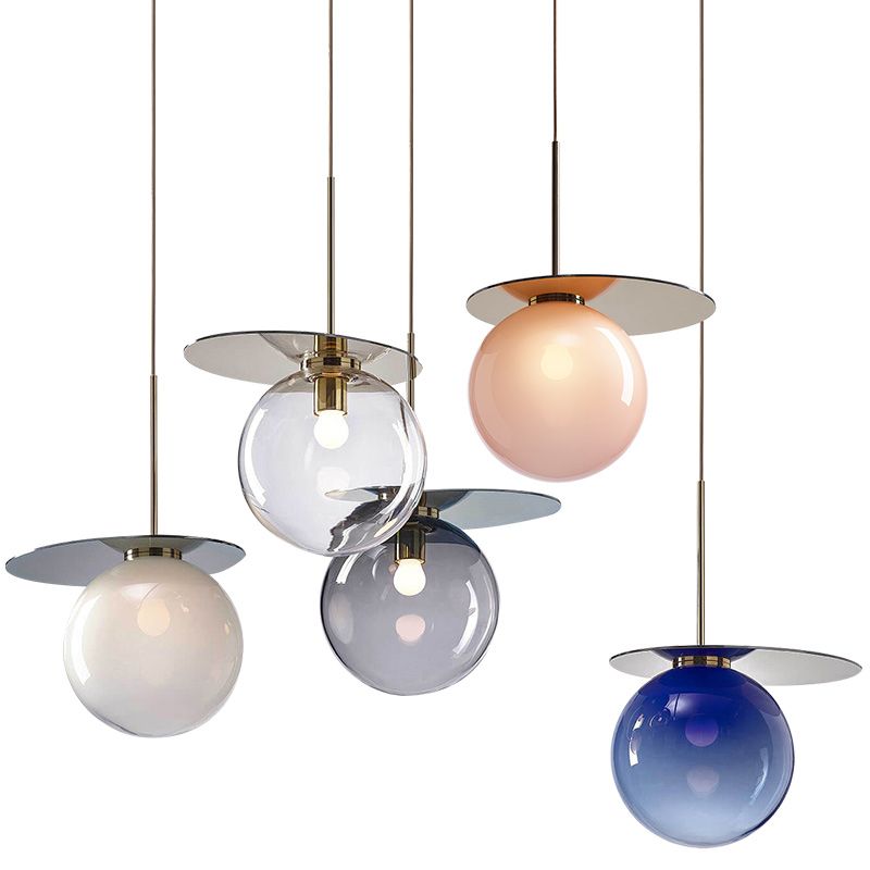 Global Shade Pendant Light Novelty Nordic Glass 1-Light Dining Room Suspension Light