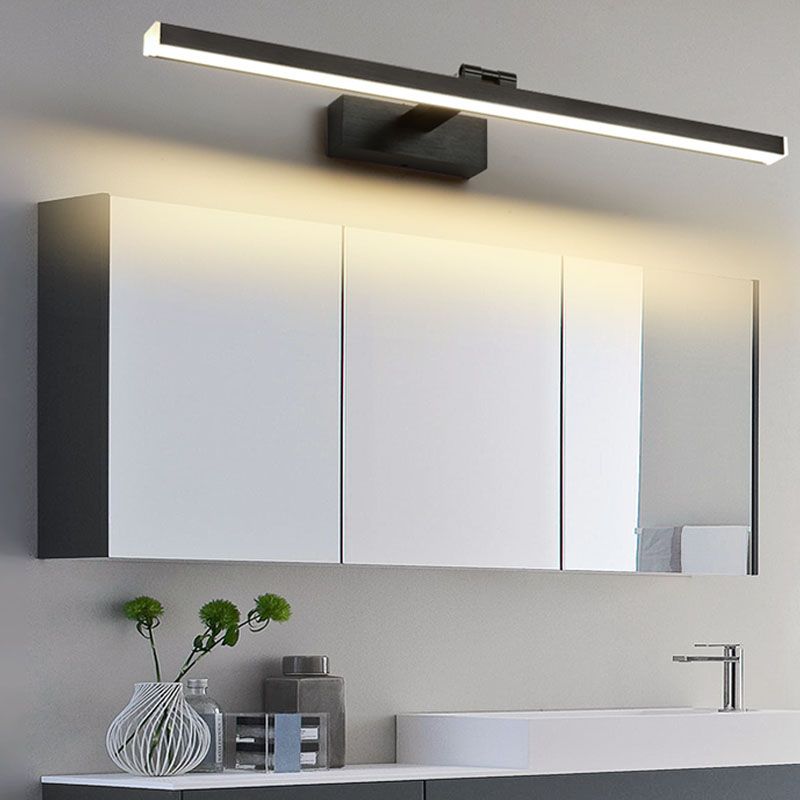Metal Linear Shade Swing Arm Wall Light Modern 1 Head Wall Mount Fixture in Black