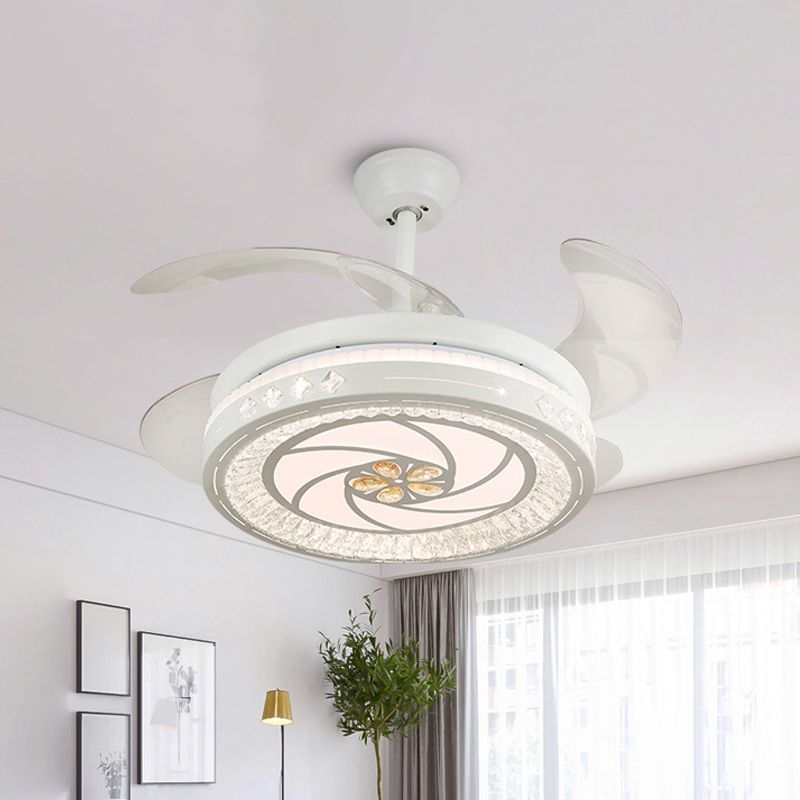 Simpulla Light a fiiling semifulò da 19 "Luce a filo rotondo a sospensione con tonalità acrilica, 4 lame
