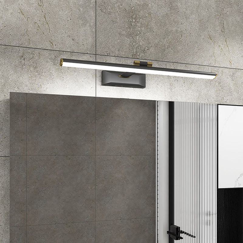 Linear Shape Metal Sconce Light Modern Style 1-Light Mirror Wall Mounted Lighting