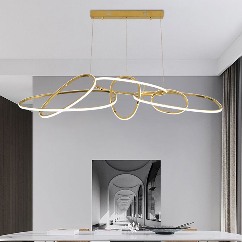 Strip Shape Island Lamp LED Island Hanging Light with Silica Gel Shade for Dining Room