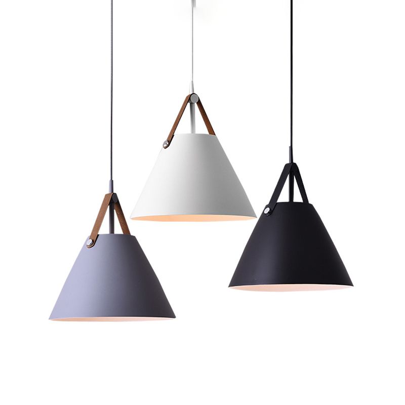 Lampada a sospensione singola creativa moderna troncata cono a sospensione macaron con tonalità in ferro battuto