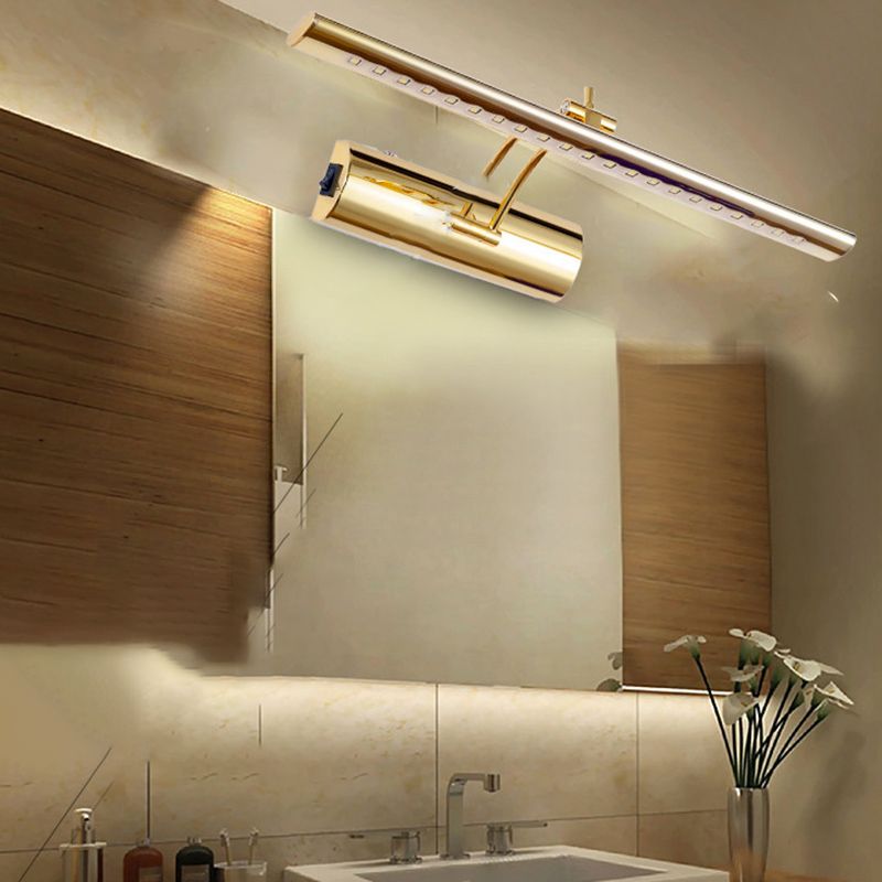 Aplicación de baño giratoria de baño posmoderna de acero inoxidable tocador LED de pared de la pared de la pared