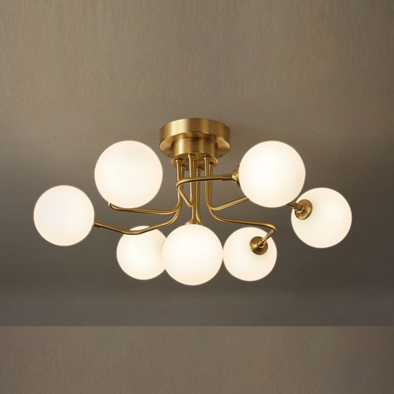 Contemporary Sphere Flush Light Fixture Glass Flush Mount Ceiling Fixture in Gold