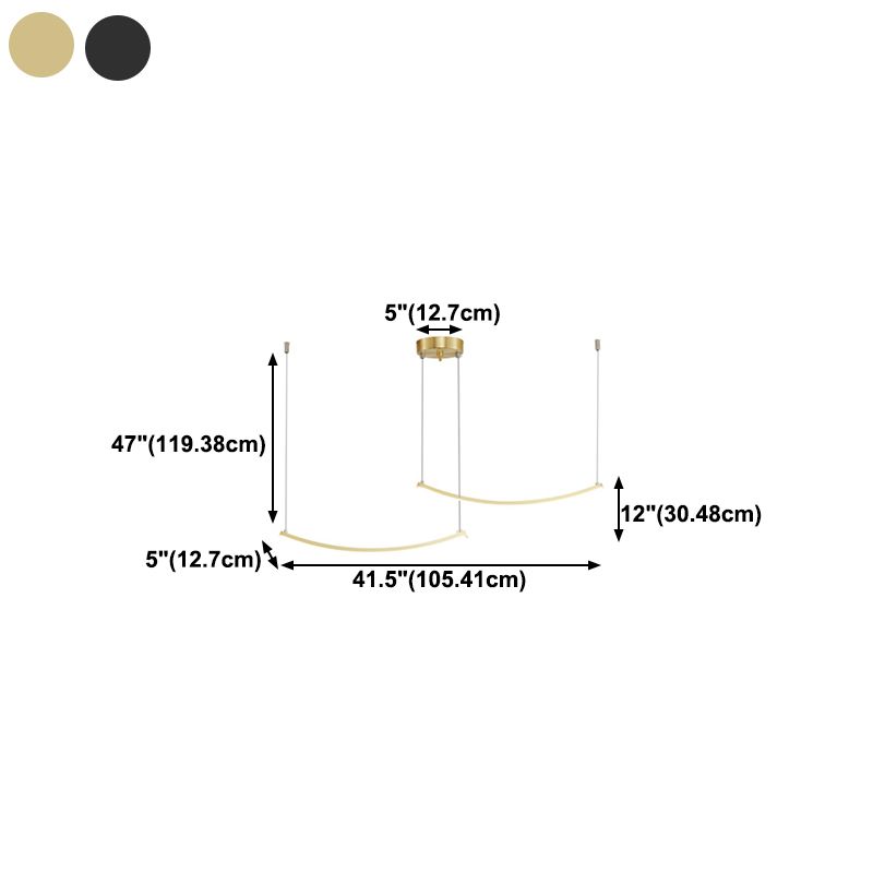 Linear Shape Island Pendants Contemporary Style Metal Pendant Lighting Fixtures
