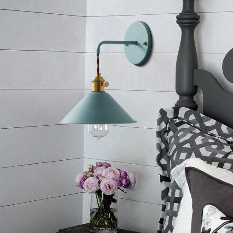 Colorful Metal Wall Mount Lamp Macaroon Style Single Light Sconce for Bedroom