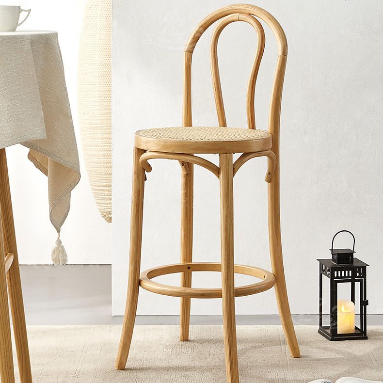 Contemporary Wooden Bar-stool Solid Round Seat Counter Bar Stool with Wood Legs