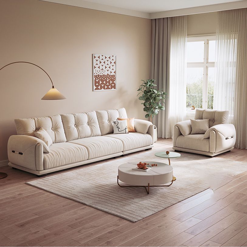 Scandinavian Sofa White Pillows Faux Leather Living Room Pillow Top Arm