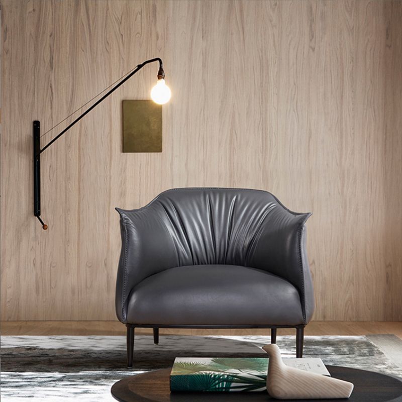 Contemporary PU Leather Arms Included with Black Legs Flared Arms Accent Armchair