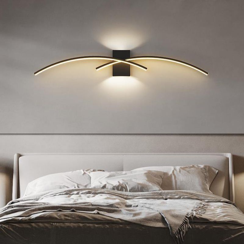 2-Light White/Black Modern Wall Mounted Sconce LED Wall Light for Bedroom