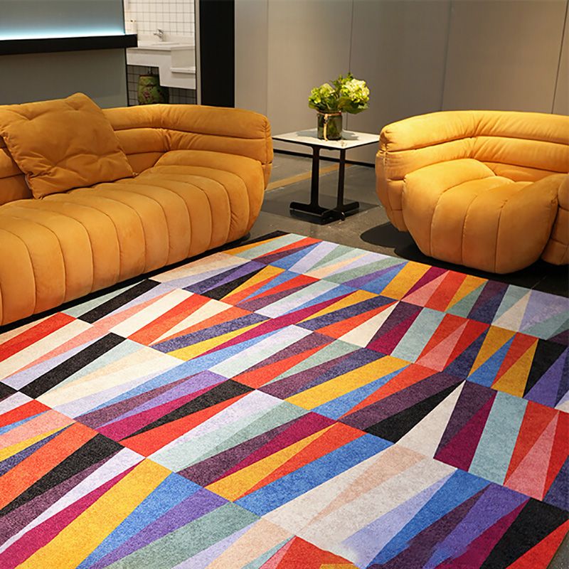 Modern Carpet Tiles Geometric Print Square Stain Resistant Carpet Tiles