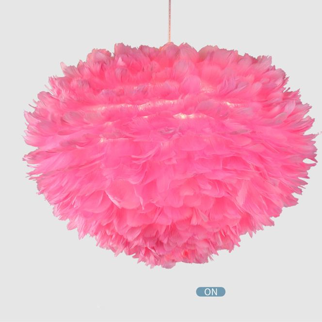 Art Deco Feather Pendant Light Fixtures Modern Creative Globe Hanging Ceiling Light for Bedroom