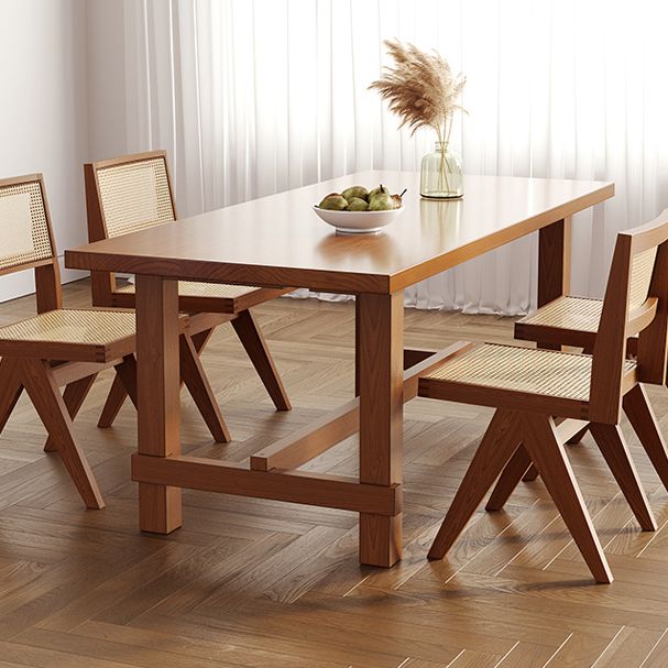 Tavolo da pranzo standard a forma di rettangolo contemporaneo tavolo da pranzo in legno massiccio con base di cavalletto