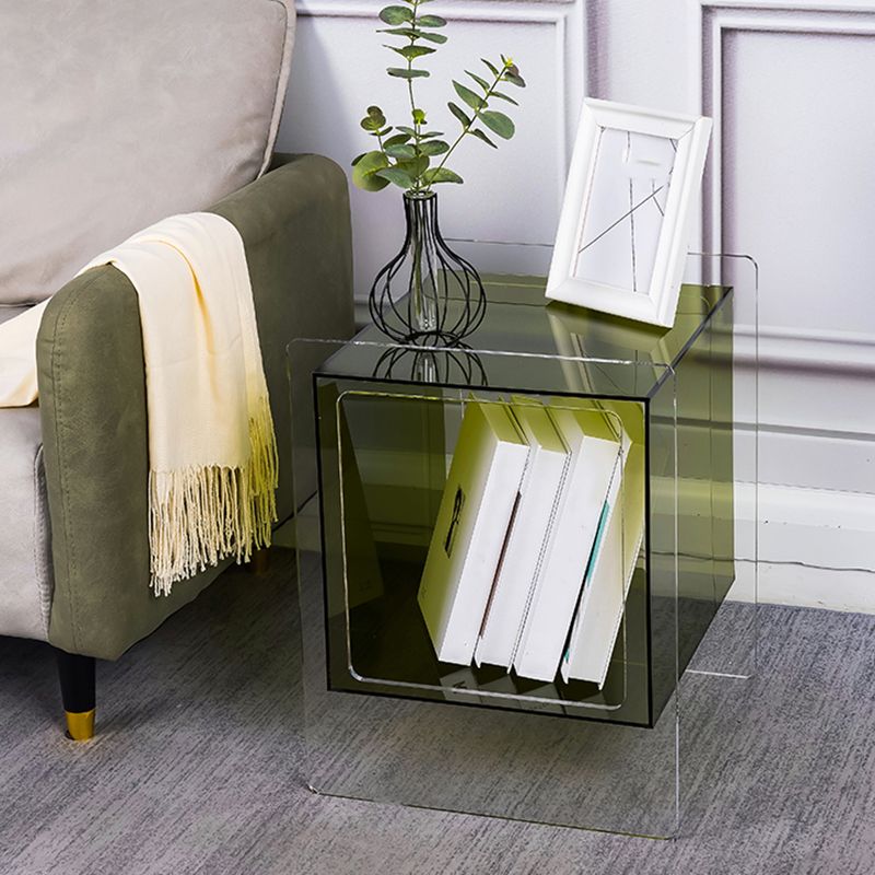 Modern Square End Table Double Tier Corner Table with Storage