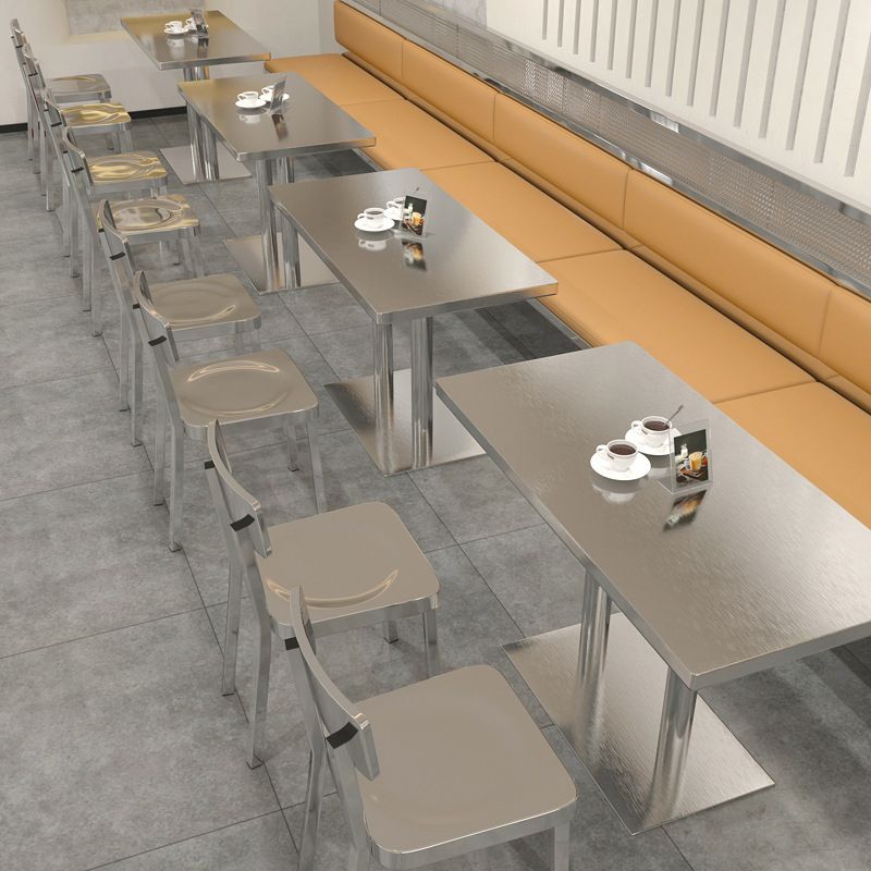 Industrial Stainless Steel Dining Table Metal Base Table for Dinning Room