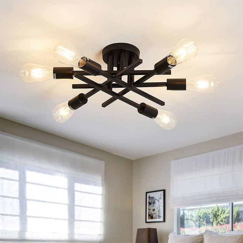 Industrial Retro Semi Flush Mount Sputnik Ceiling Light for Interior Spaces