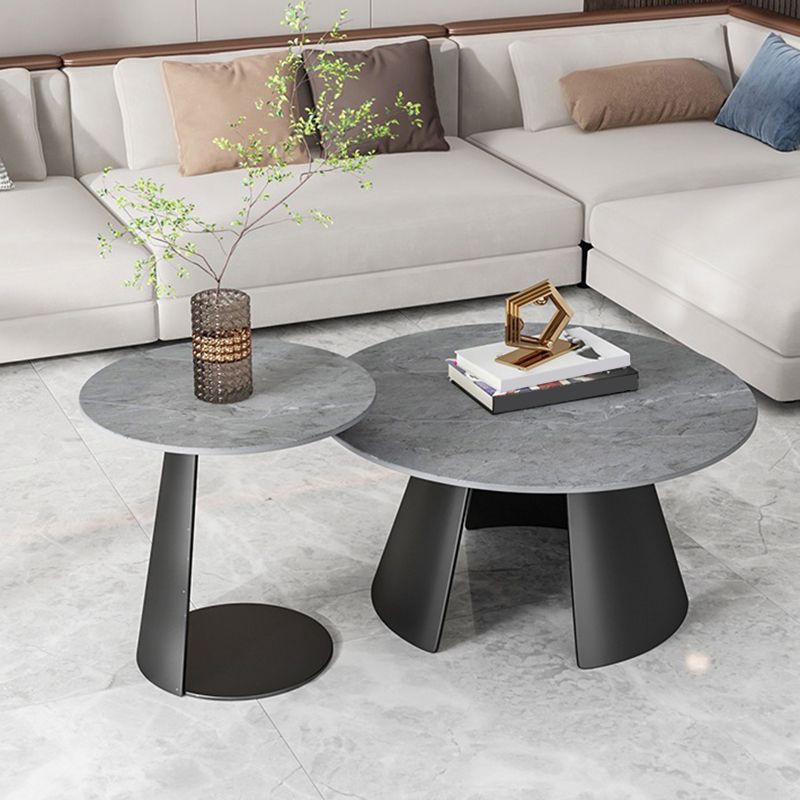 Glam Cocktail Table Pedestal/3 Legs Slate Round Single Coffee Table