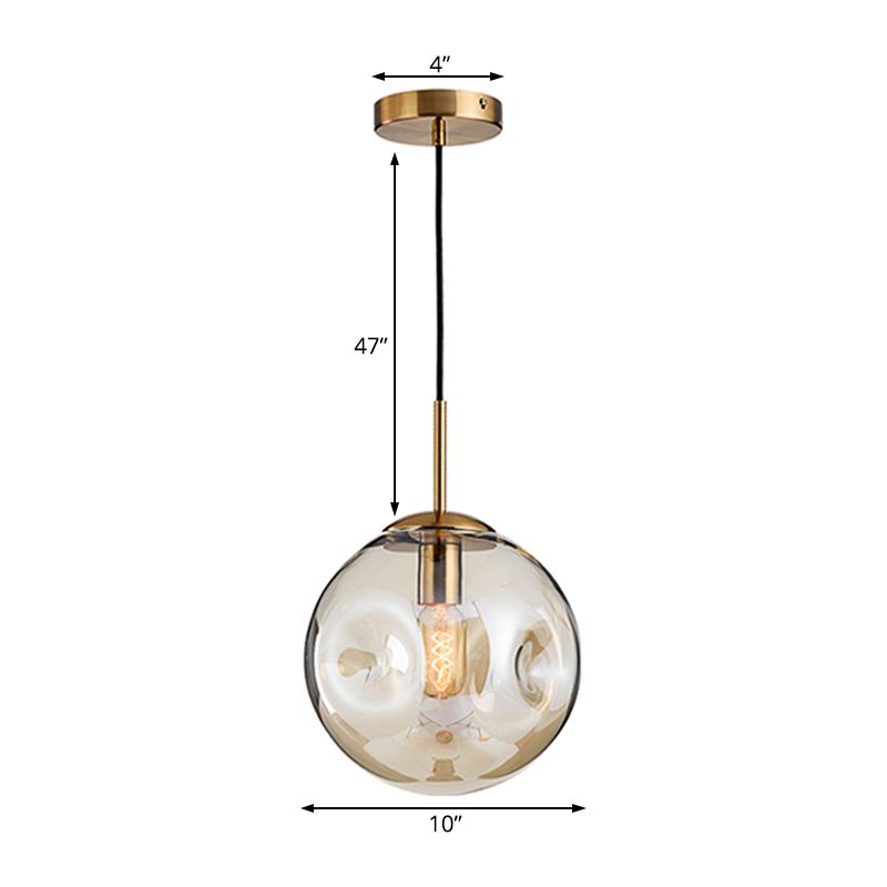 Pendre de style moderne 1 Bulbe Lumière avec une teinte en verre concave Silver / Red Global Hanging Lightture pour le restaurant
