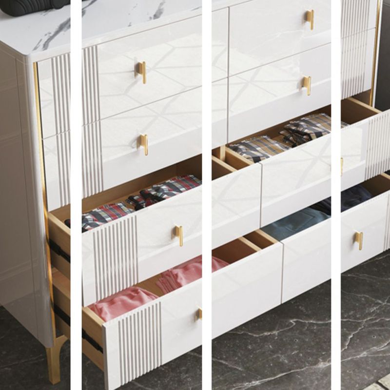 16" W Horizontal Double Dresser Bedroom Slate Top Storage Chest with Drawers