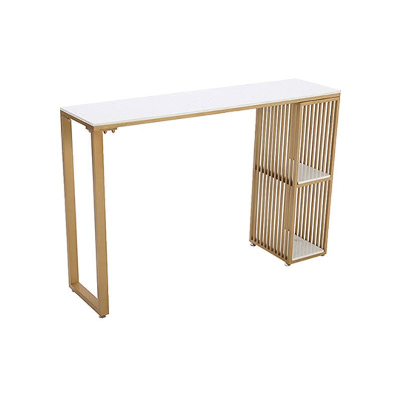 Modern Rectangle Pub Set 1/3 Pcs Stone Bar Table with Storage Shelves and Stools