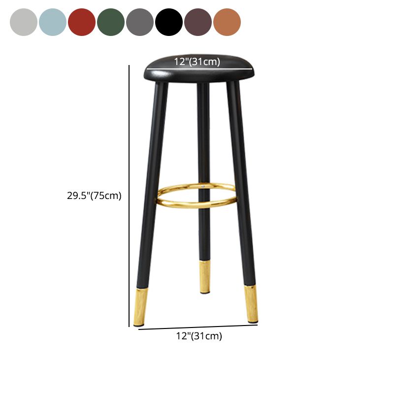 Scandinavian Style Steel Legs Bar-stool Round Seat Single Counter Stool for Kitchen Bar