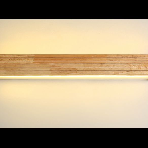 Nordic Creative Wall Mounted Mirror Front Lamp Wooden Rectangular Vanity Light for Bathroom