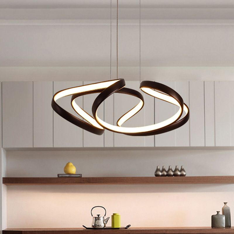 Twisted Chandelier Light Fixture Minimalist Style Metal LED Chandelier Pendant Light
