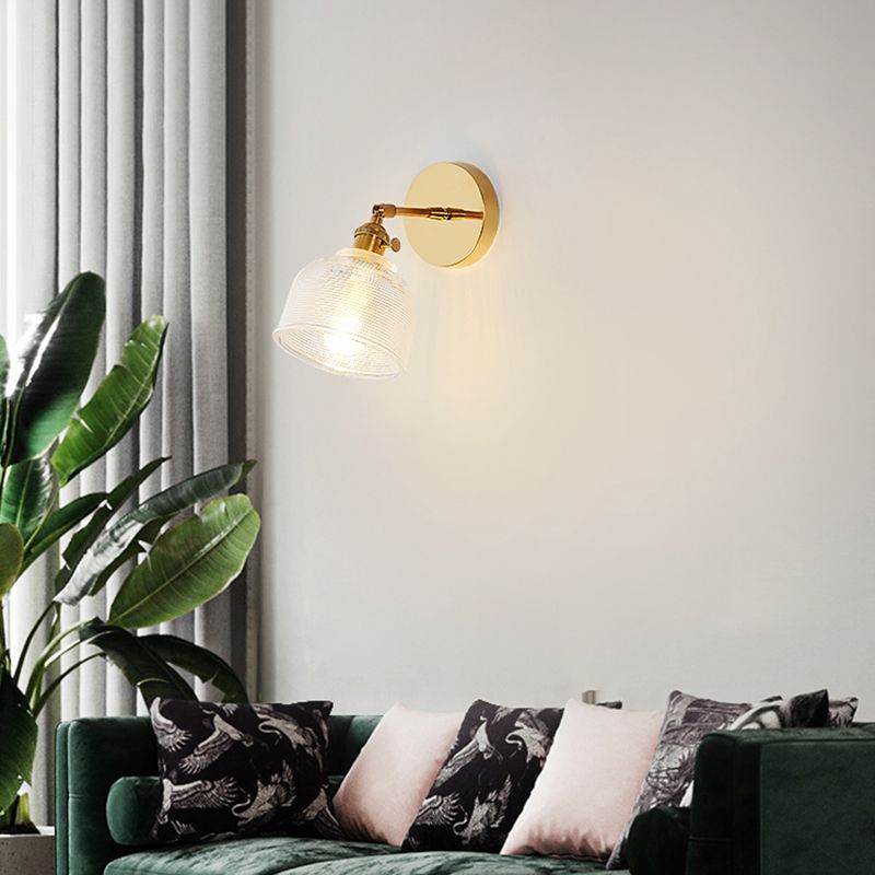 Nordic Brass Wall Light Geometric 1 Light Wall Sconce with Glass for Living Room