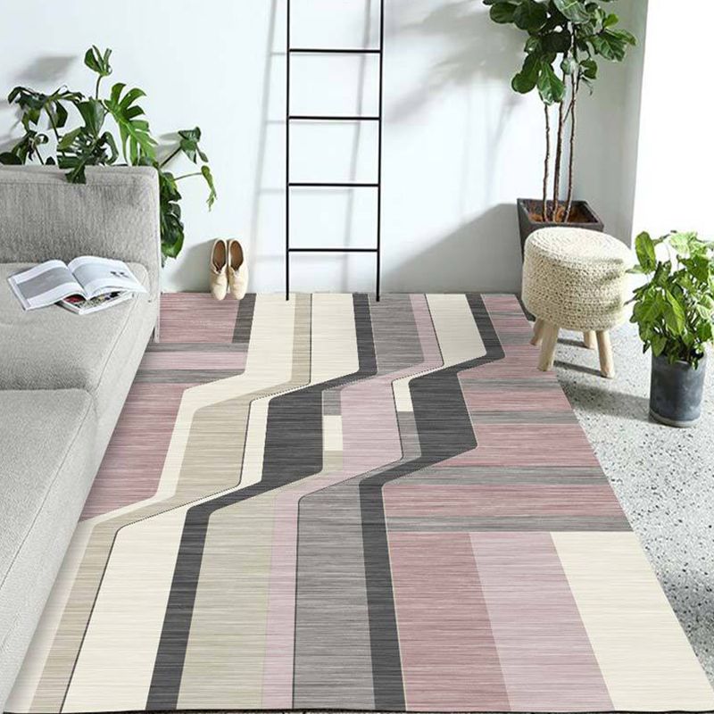Relaxing Bedroom Rug Multi Colored Geometric Patterned Indoor Rug Non-Slip Backing Pet Friendly Area Carpet