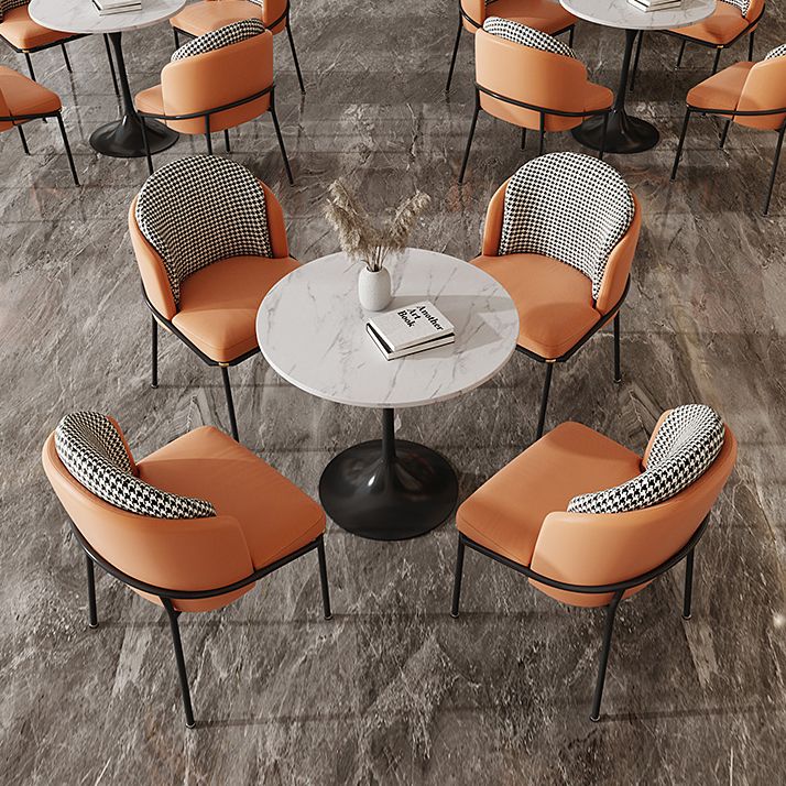 Round Shape Minimalist Dining Table White Fixed Table of Sintered Stone