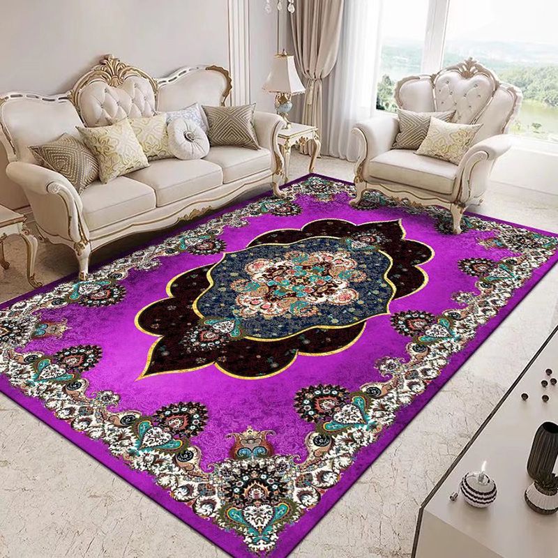 Traditonal Brown Rug Polyester Graphic Pattern Area Rug Stain Resistant Carpet for Home Decor