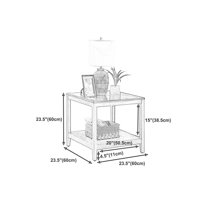 Farmhouse Living Room 4-Leg End Table One-Shelf Wooden Sofa End Table