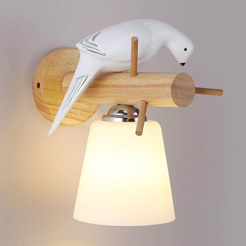 Lámpara montada en la pared de cono simplicidad posmoderna apliques de pared de madera para sala de estar