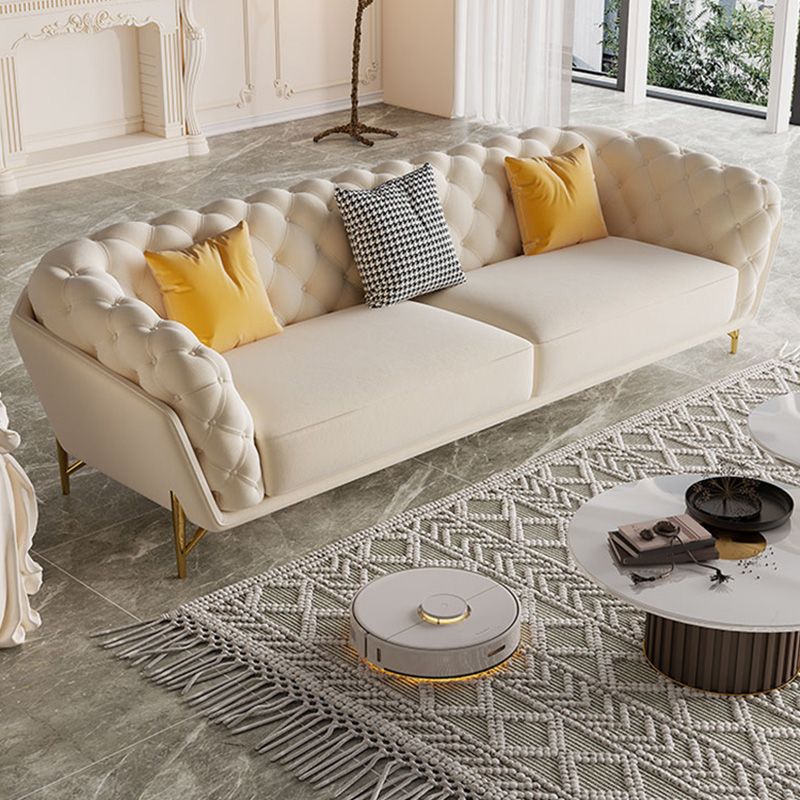 Velvet Tuxedo Arm Sofa Contemporary Sofa with Tufted Split-Back