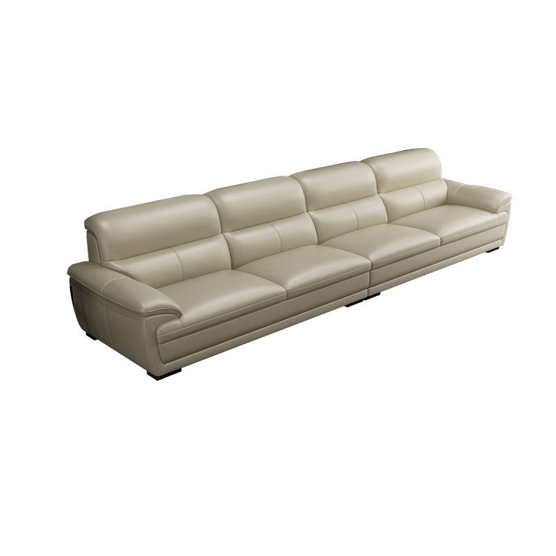 Leather Pillow Top Arm Sectional Sofa 36.22"High Cushion Back Sofa,Beige